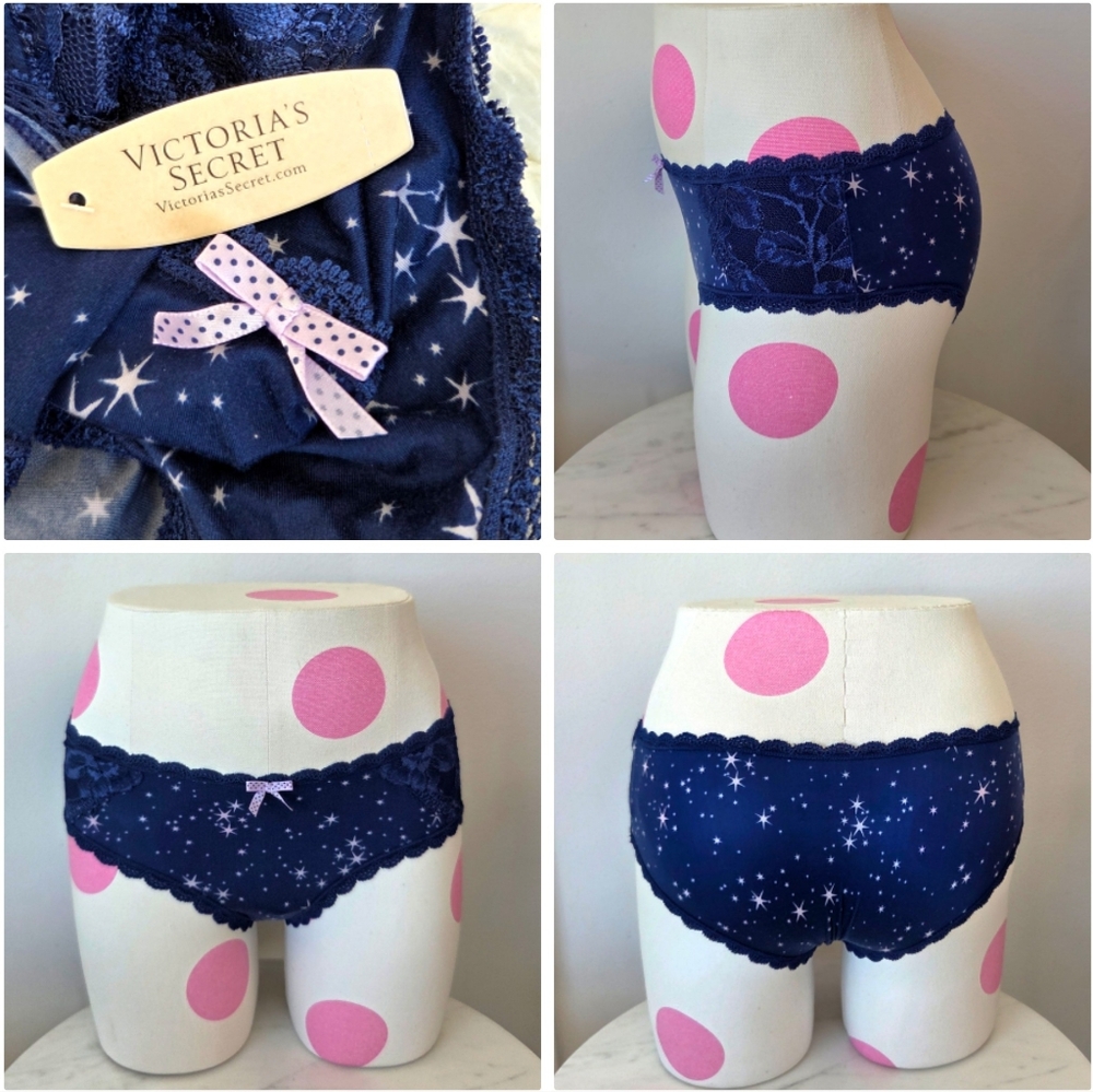 Victoria's Secret Dream Angels Hiphugger Lace Panty Blue NWT Nylon Galaxy Stars - Picture 1 of 11